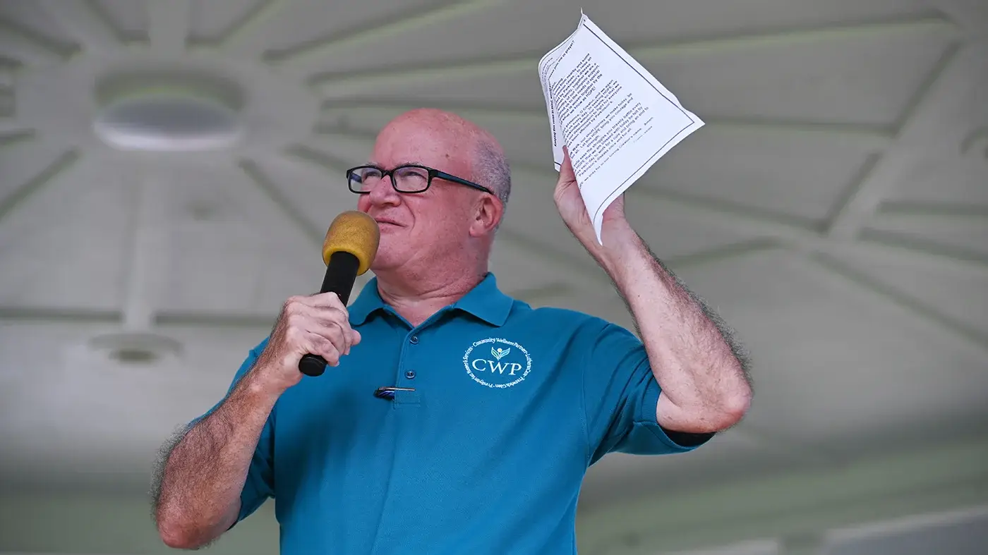 Man holding microphone